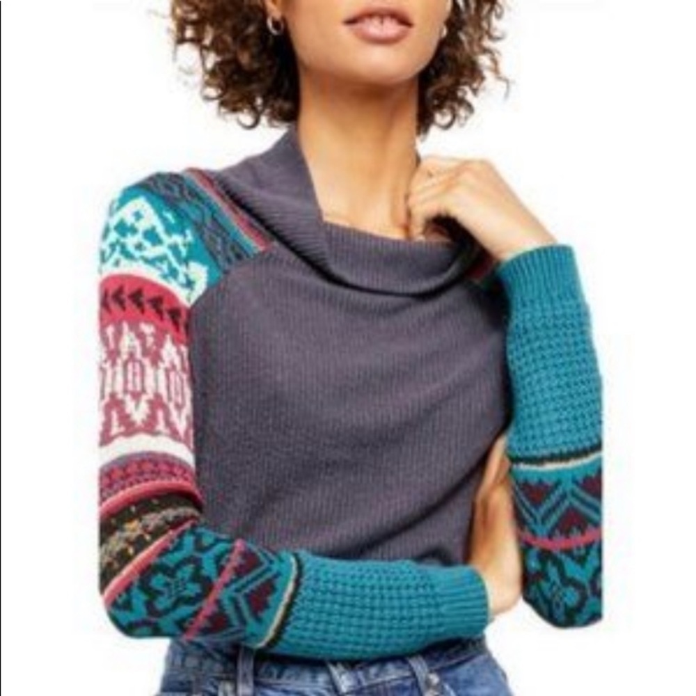 Free People Prism Sweater in Charcoal Combo